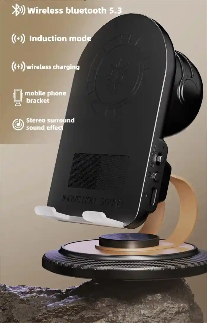 H58 Sensor Speaker Phone Holder Multi-function Wireless Phone Holder for iPhone Android, Induction Activation